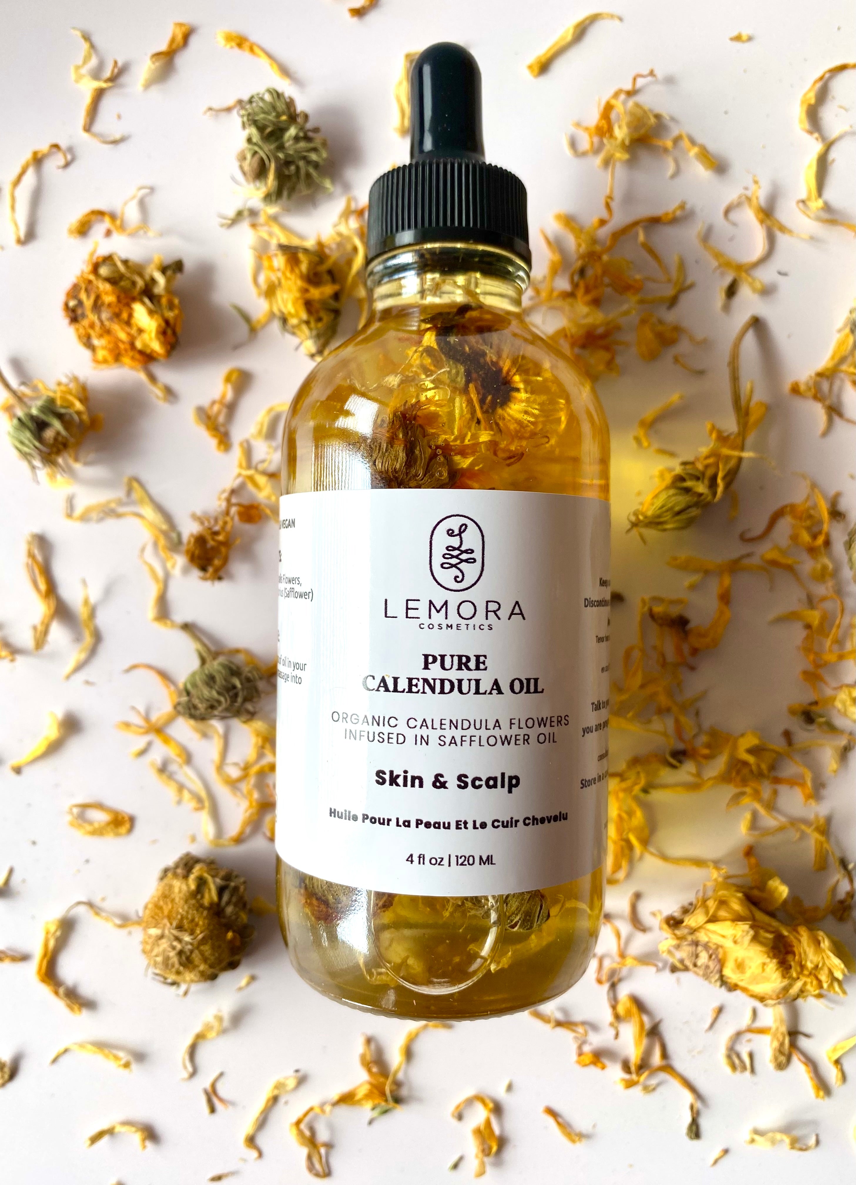 Pure Calendula Oil For Sensitive Skin & Scalp – Lemora Cosmetics